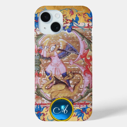 Sint Michael the Archangel Monogram Antiek Floral Case-Mate iPhone Case (Achterkant)