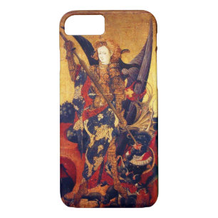 Sint Michael Vanquishing Devil als middeleeuwse Kn iPhone 8/7 Hoesje
