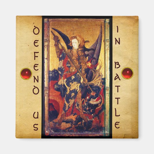 Sint Michael Vanquishing Devil als middeleeuwse Kn Magneet (Voorkant)