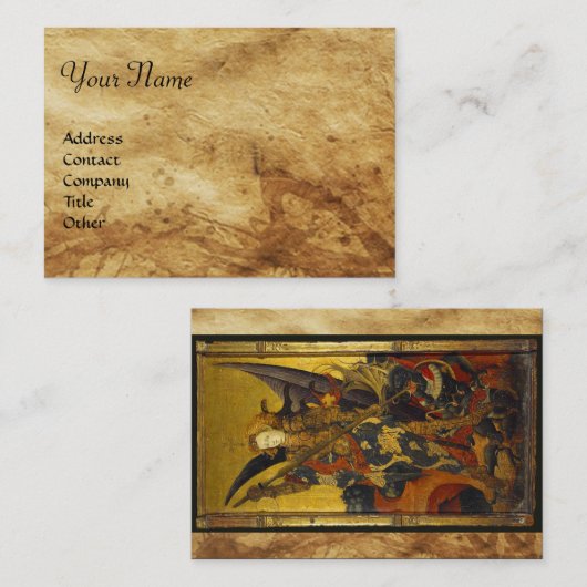 Sint Michael Vanquishing Devil als middeleeuwse Kn Visitekaartje (Voorkant / Achterkant)