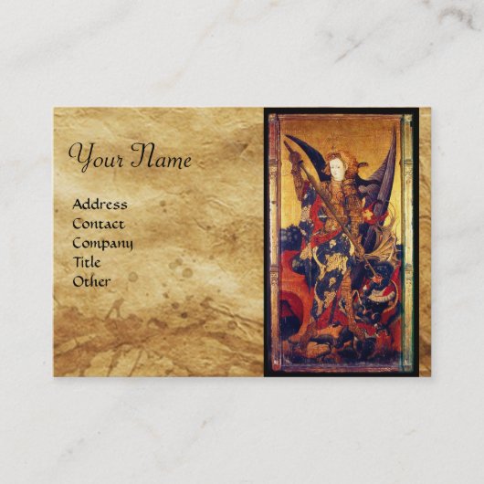 Sint Michael Vanquishing Devil als middeleeuwse Kn Visitekaartje (Voorkant)