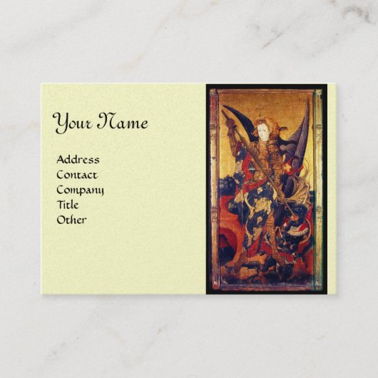 Sint Michael Vanquishing Devil als middeleeuwse Kn Visitekaartje (Voorkant)