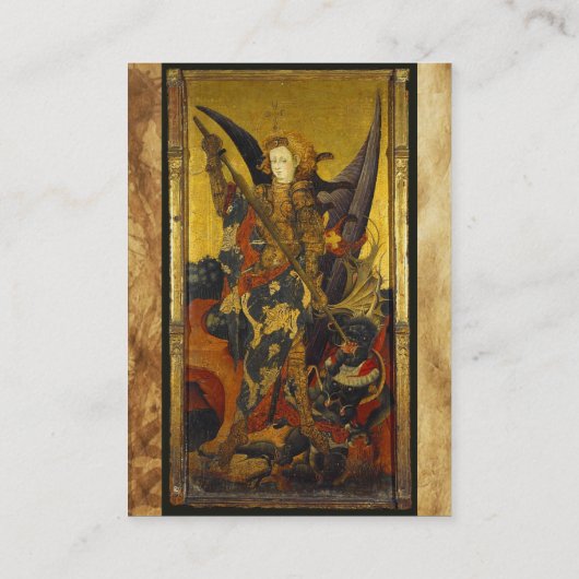 Sint Michael Vanquishing Devil als middeleeuwse Kn Visitekaartje (Achterkant)
