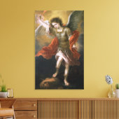 Sint Michael verbiedt de duivel naar de afgrond Canvas Afdruk (Insitu (Woonkamer))