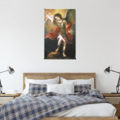 Sint Michael verbiedt de duivel naar de afgrond Canvas Afdruk (Insitu (Slaapkamer))