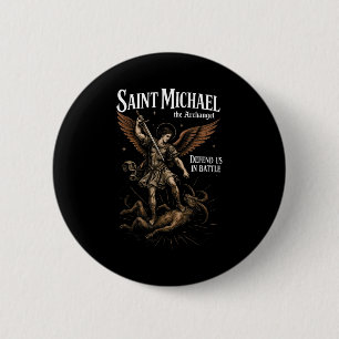 Sint-Michaël verdedig ons in de strijd Aartsengel Ronde Button 5,7 Cm