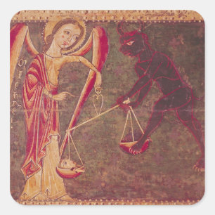 Sint Michael Weighing Souls, van een altarstuk Vierkante Sticker