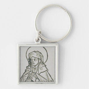Sint Monica Middeleeuwse Minimalistische Lijnkunst Sleutelhanger