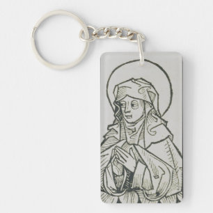 Sint Monica Middeleeuwse Minimalistische Lijnkunst Sleutelhanger