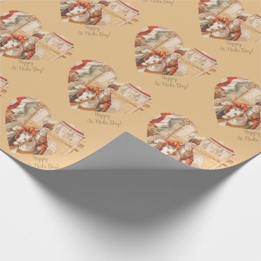 Sint Nicholas Hearts Sinterklaas St. Nick's Day Wr Cadeaupapier (Hoek)