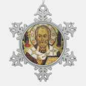 Sint-Nicholas Medieval Icon kerstversiering Tin Sneeuwvlok Ornament (Voorkant)