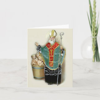 Sint Nicholas Redcuing Children Kerstmis Feestdagen Kaart