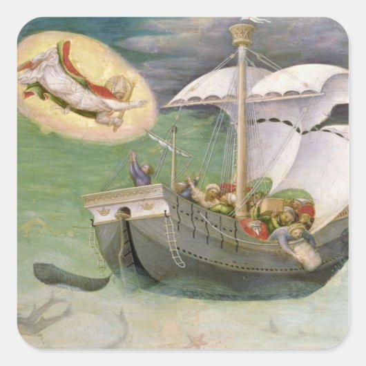 Sint Nicholas Saves a Ship from Wreckage Vierkante Sticker (Voorkant)