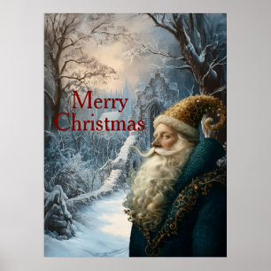 Sint Nick Winter Portret Digitale kunst Poster