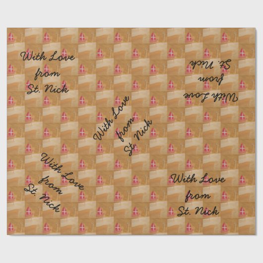 Sint Nick's Day Dutch Sinterklaas Waterverf Miter Cadeaupapier (Vlak)