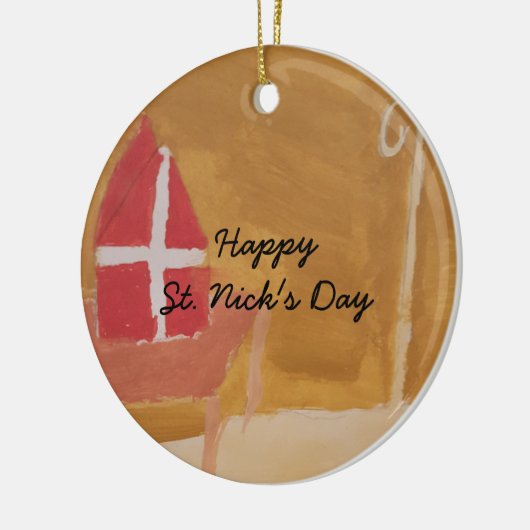 Sint Nick's Day Dutch Sinterklaas Waterverf Miter Keramisch Ornament (Links)