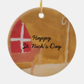 Sint Nick's Day Dutch Sinterklaas Waterverf Miter Keramisch Ornament (Achterkant)