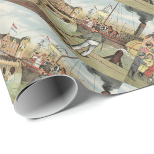 Sint Nick's Day Nederlandse Sinterklaas die Vintag Cadeaupapier