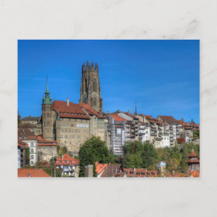 Sint-Nicolaas-kathedraal in Fribourg, Zwitserland Briefkaart