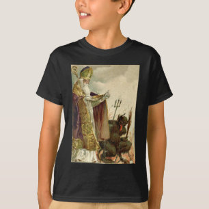 Sint Nicolaas Krampus Hooivork Priester T-shirt