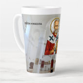 Sint Nicolaas orthodox Servische heiligen icoon Latte Mok (Linkerhoek)
