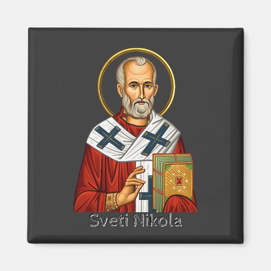 Sint Nicolaas orthodox Servische letter icoon Magneet (Voorkant)