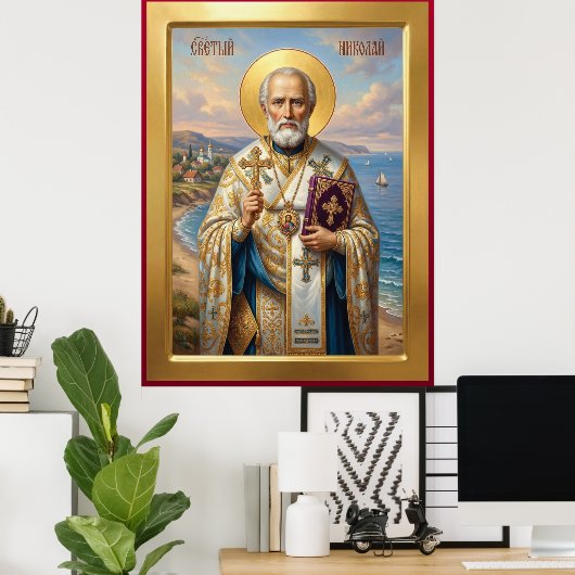 Sint Nicolaas orthodoxe icoon Poster (Thuiskantoor)
