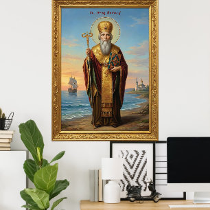 Sint Nicolaas orthodoxe icoon Poster