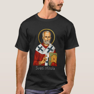 Sint Nicolaas orthodoxe Servische brief icoon  T-shirt