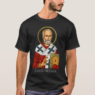 Sint Nicolaas orthodoxe Servische brief icoon  T-shirt