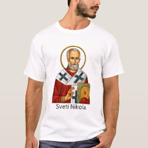 Sint Nicolaas orthodoxe Servische brief icoon  T-shirt