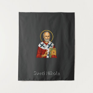 Sint Nicolaas orthodoxe Servische brief icoon  Wandkleed