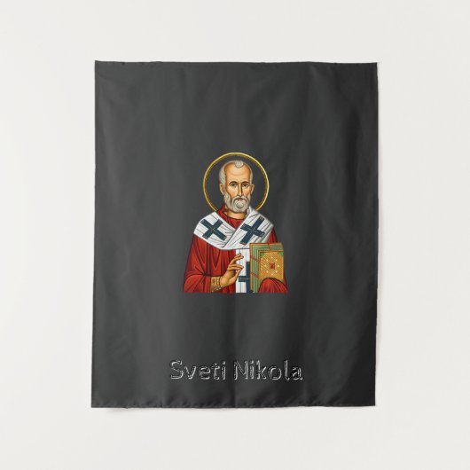 Sint Nicolaas orthodoxe Servische brief icoon  Wandkleed (Voorkant)
