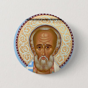 Sint-Nicolaas van Myra Premium Orthodoxe Kunst Ronde Button 5,7 Cm