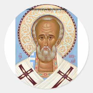 Sint-Nicolaas van Myra Premium Orthodoxe Kunst Ronde Sticker