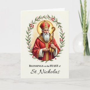 Sint-Nicolaasfeestdag Zegeningen Hulstkrans Kaart