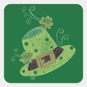 Sint-Paddy green leprechaun's polka dots pet Vierkante Sticker