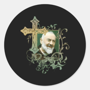 Sint Padre Pio Katholiek Heiligen Gebedskruis Ronde Sticker