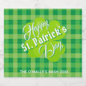 Sint Patrck's Day Lucky Clover Green Tartan Custom Bier Etiket (Enkel label)