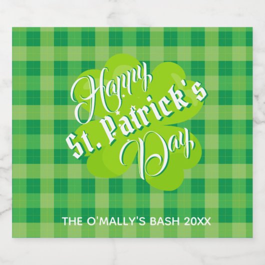 Sint Patrck's Day Lucky Clover Green Tartan Custom Bier Etiket (Enkel label)