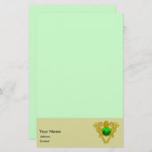SINT PATRICK CELTIC HEART, SHAMROCK Light Green Briefpapier (Voorkant / Achterkant)
