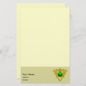 SINT PATRICK'S CELTIC HEART, SHAMROCK Cream Briefpapier (Voorkant / Achterkant)