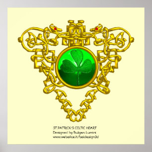 SINT PATRICK'S CELTIC HEART, SHAMROCK POSTER