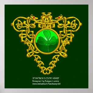 SINT PATRICK'S CELTIC HEART, SHAMROCK POSTER