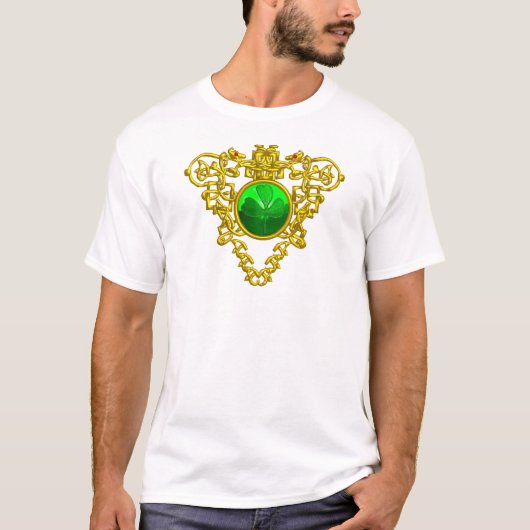 SINT PATRICK'S CELTISCHE HART MET GROENE SHAMROCK T-SHIRT (Voorkant)