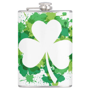 Sint-Patricks Clover Vinyl Wrapped Flask Heupfles