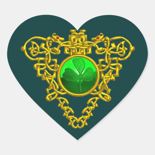 SINT PATRICK'S DAG CELTIC HEART, GROENE SHAMROCK HART STICKER (Voorkant)