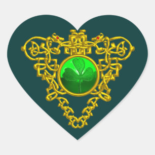 SINT PATRICK'S DAG CELTIC HEART, GROENE SHAMROCK HART STICKER