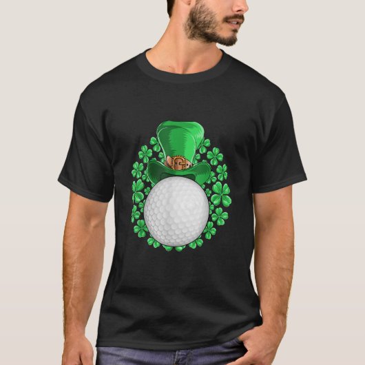 Sint-Patricks Dag Golfing Golf Clover Mannen Vrouw T-shirt (Voorkant)