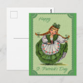Sint-Patricks Dag Irish Girl Green Briefkaart (Voorkant / Achterkant)